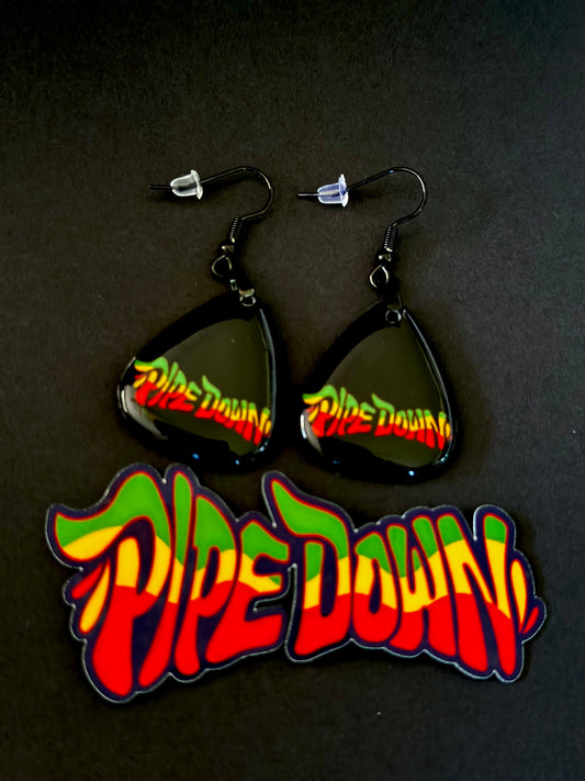 Pipe Down X Wando Creative Earrings - Rasta/Black
