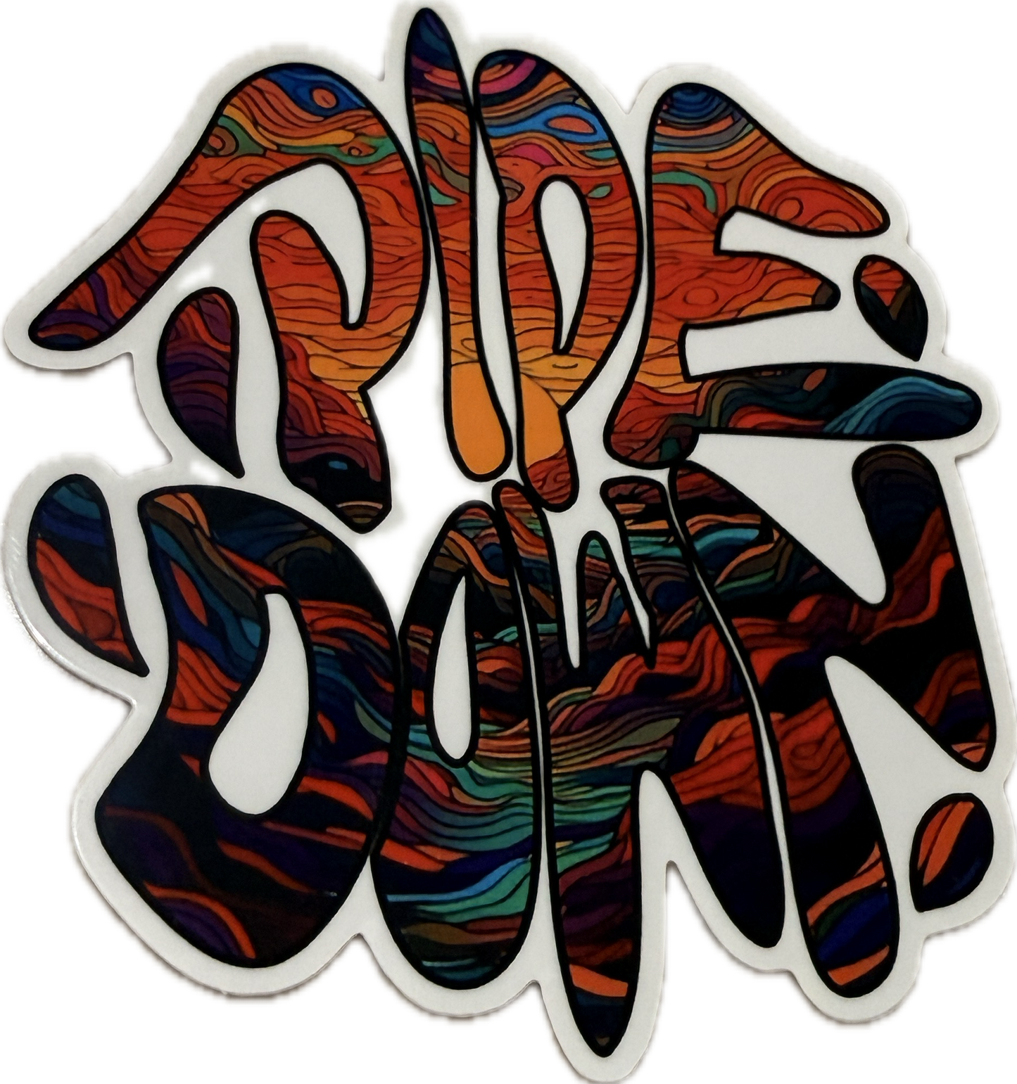 Pipe Down Trippy Logo Sticker