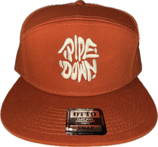 Pipe Down 7 Panel Snapback - Rust